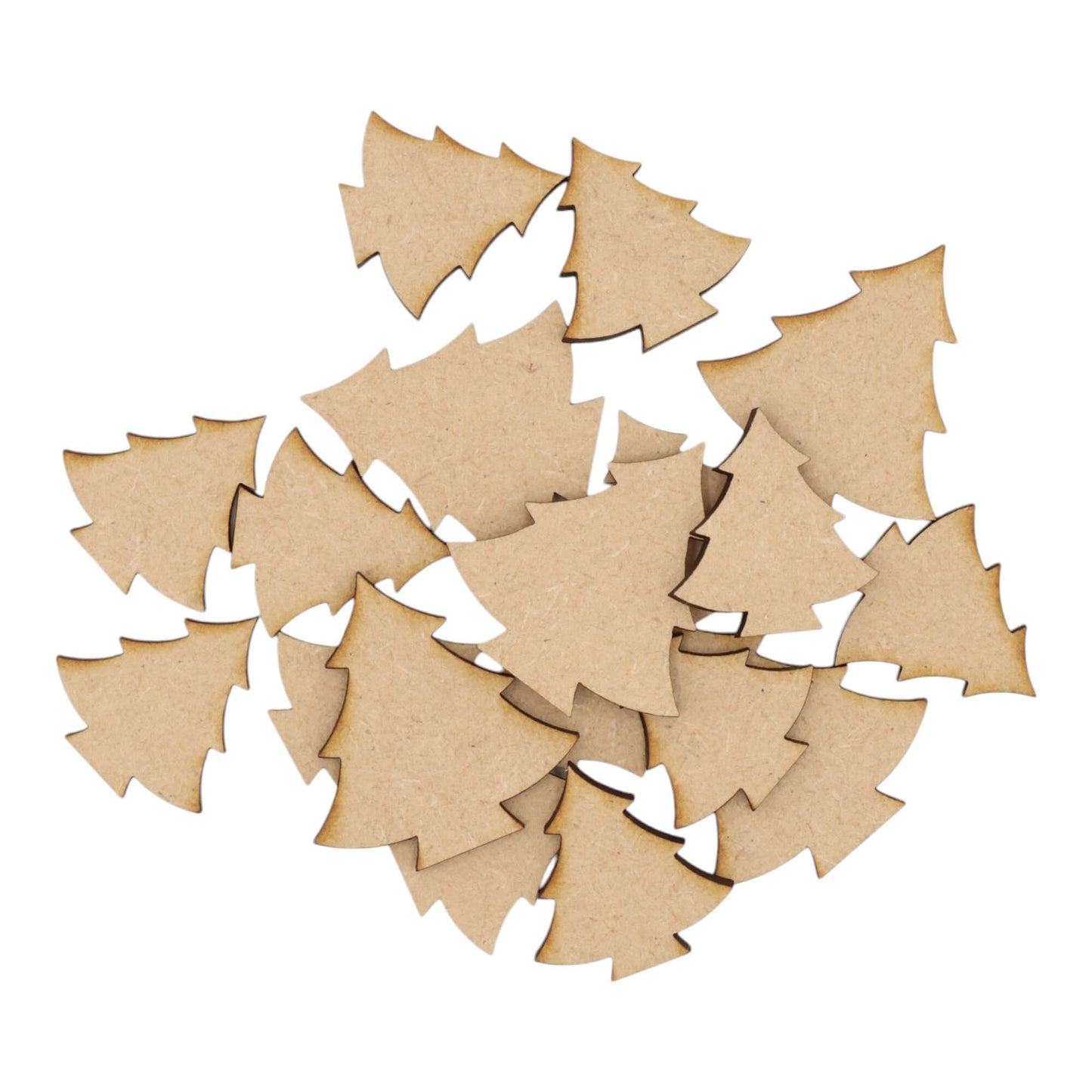 Laser cut MDF Christmas tree s1 craft shapes, 3mm thick, perfect for arts & crafts projects.