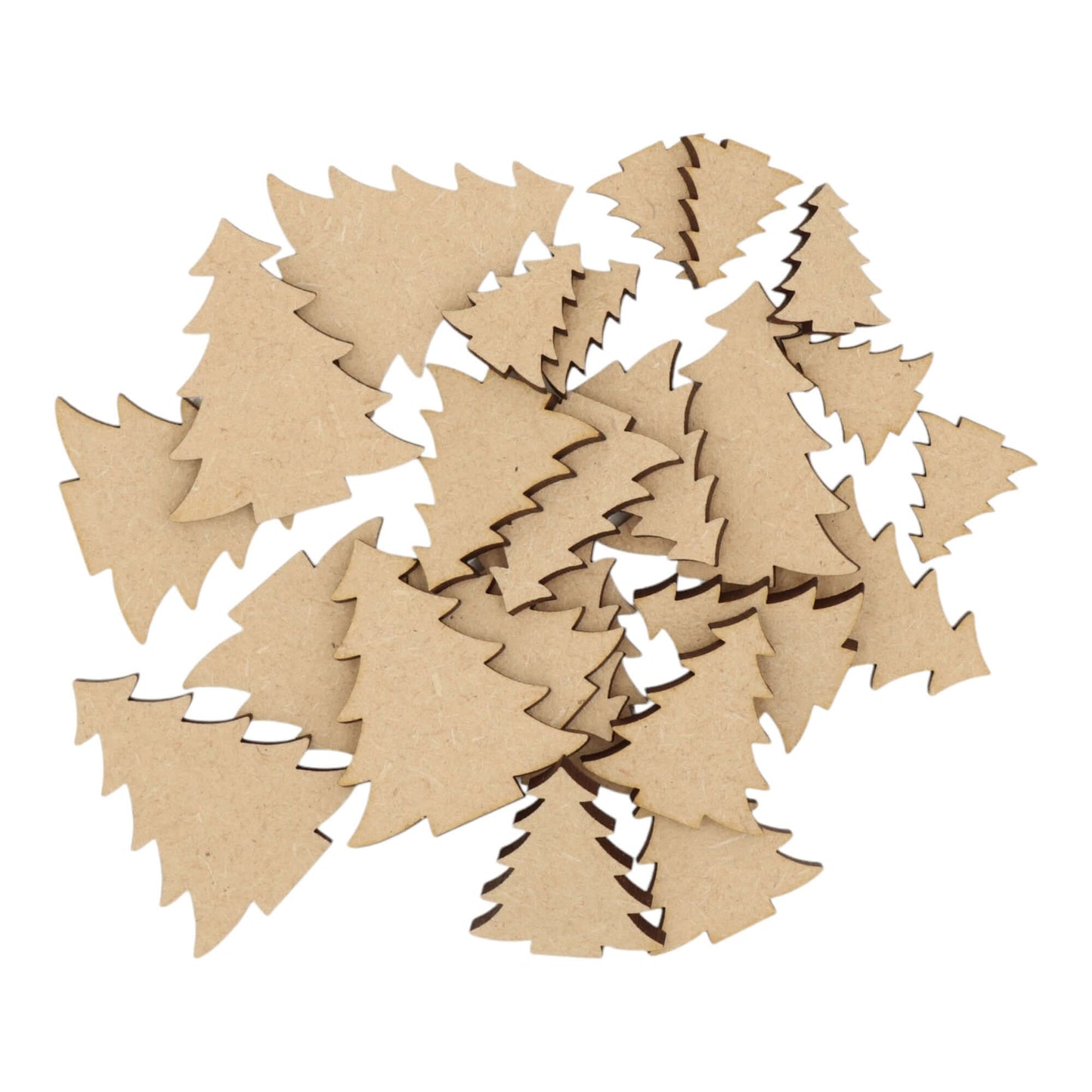 Laser cut MDF Christmas tree s2 craft shapes, 3mm thick, perfect for arts & crafts projects.