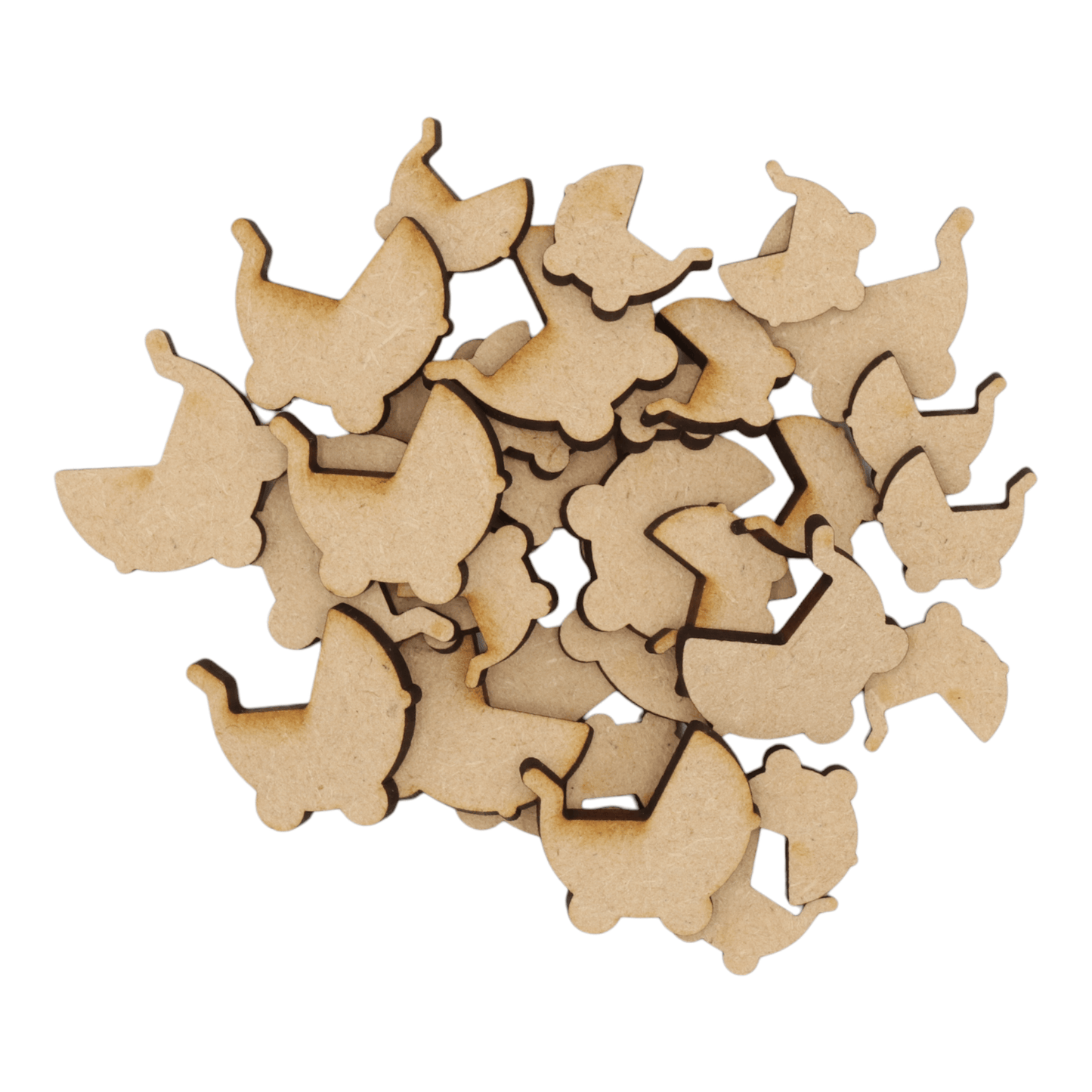 Laser cut MDF push chair craft shapes, 3mm thick, perfect for arts & crafts projects.