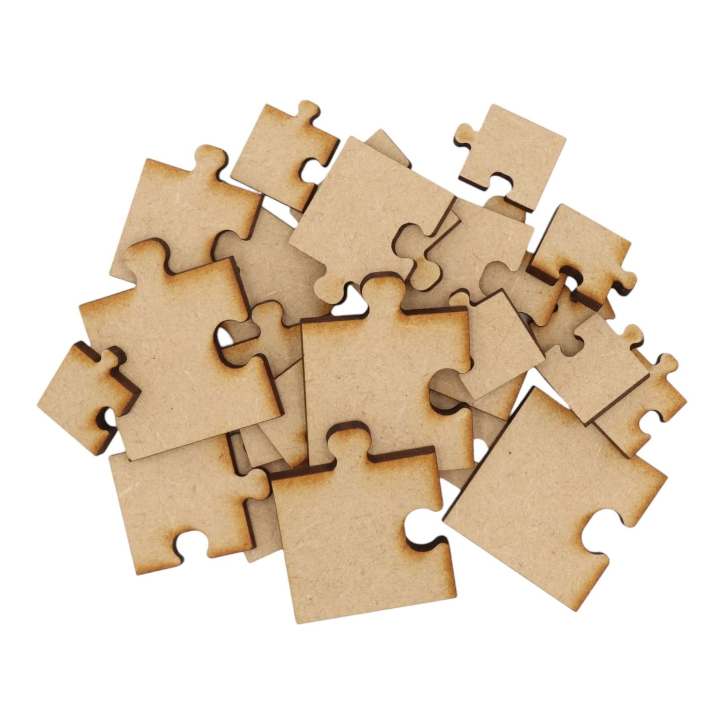 Laser cut MDF corner puzzle piece craft shapes, 3mm thick, perfect for arts & crafts projects.