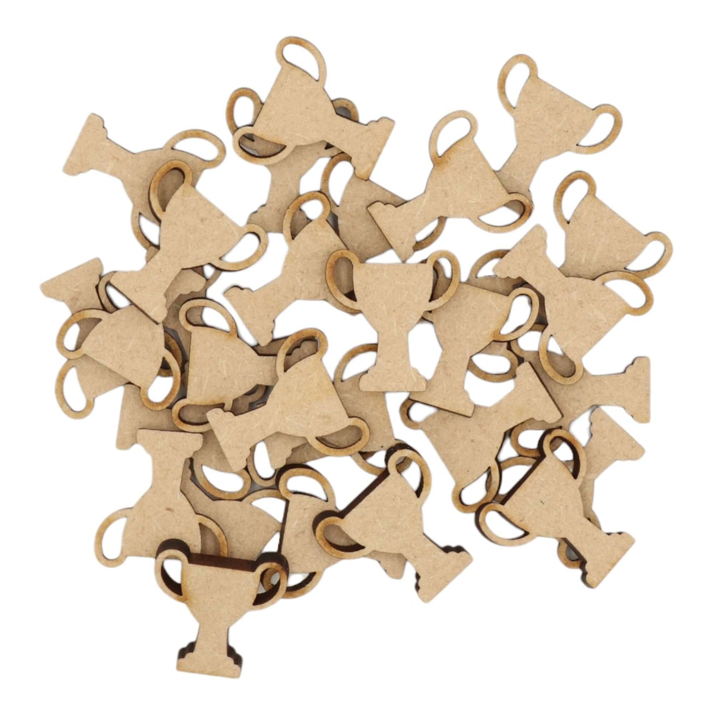 Laser cut MDF trophy cup craft shapes, 3mm thick, perfect for arts & crafts projects.