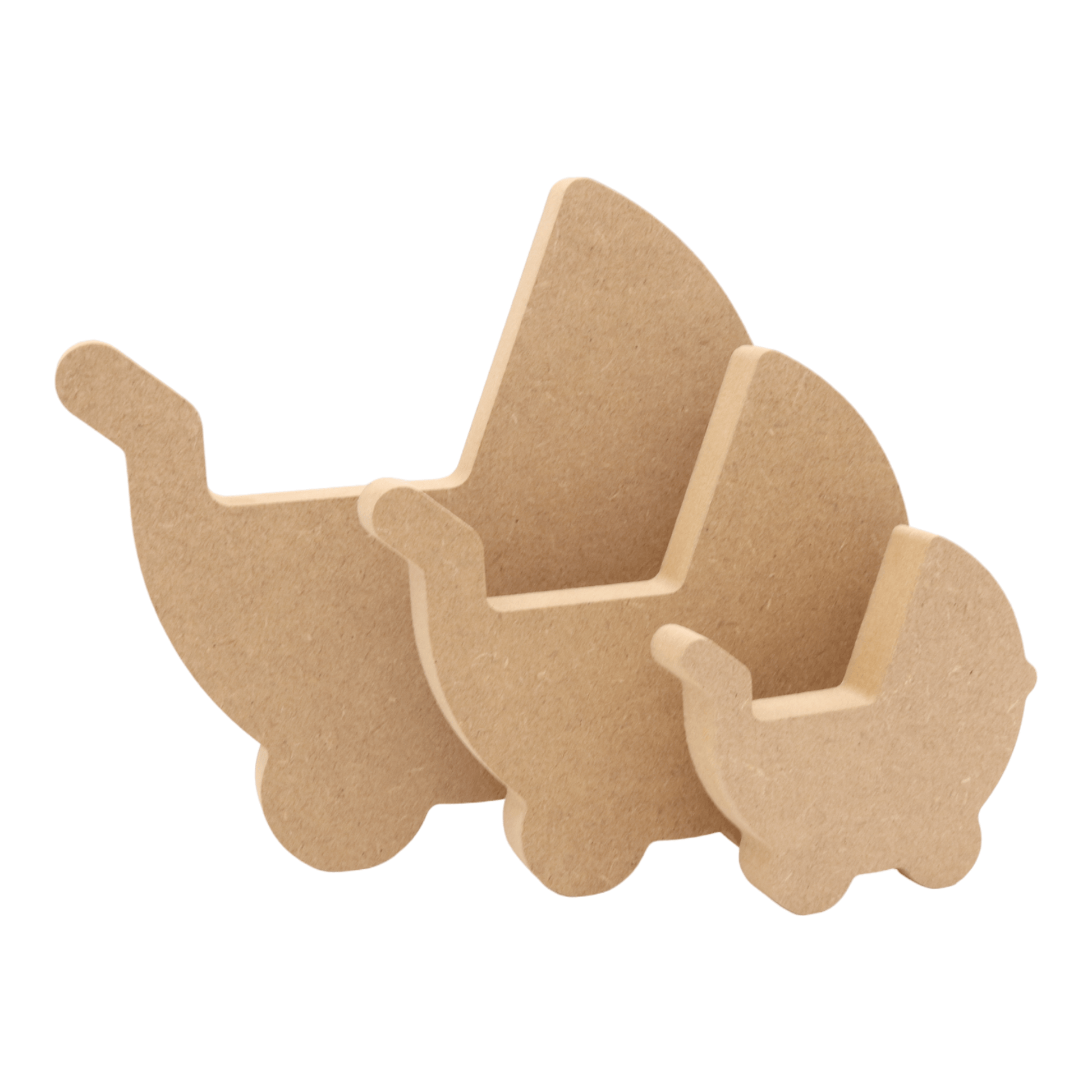 CNC routed freestanding push chair shapes made from MDF, quality craft shapes for DIY projects.