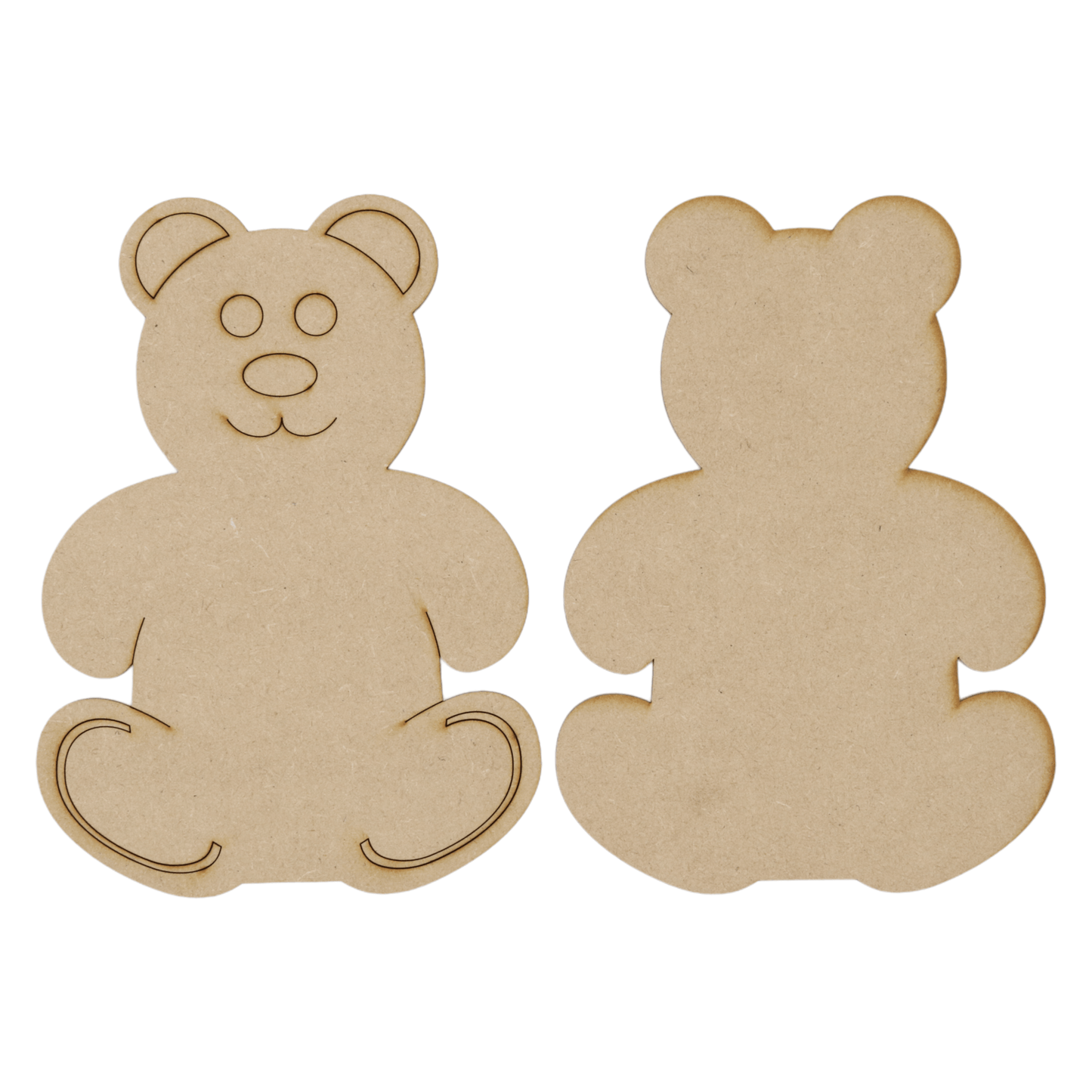 Laser cut MDF large teddy bear craft shapes, 3mm thick, perfect for arts & crafts projects.