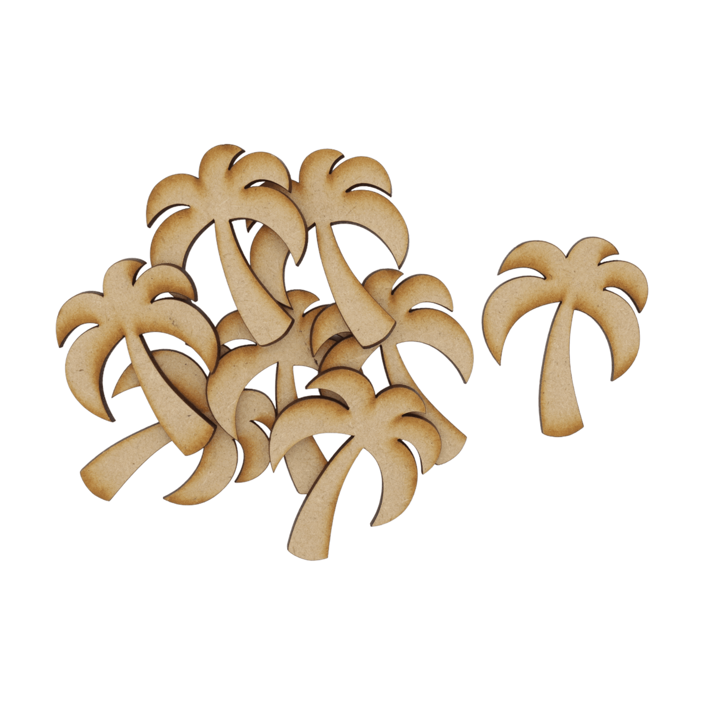 Laser cut MDF plain palm tree craft shapes, 3mm thick, perfect for arts & crafts projects.