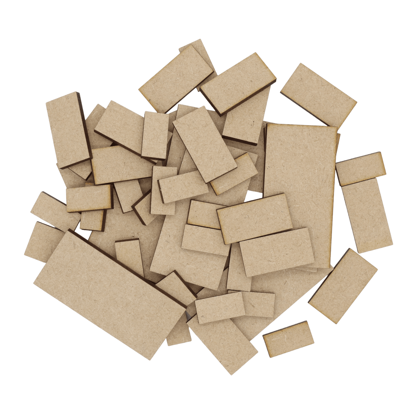 Laser cut MDF rectangle craft shapes, 3mm thick, perfect for arts & crafts projects.