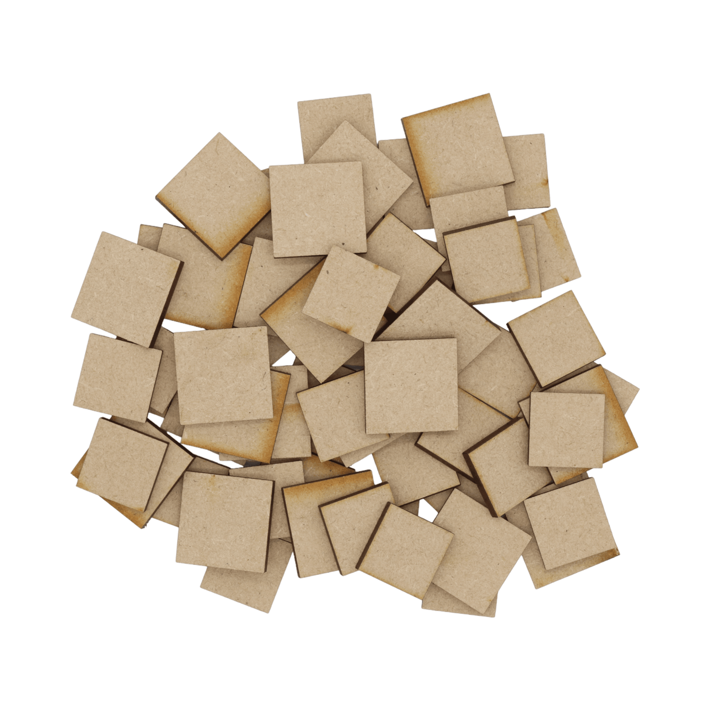 Laser cut MDF square craft shapes, 3mm thick, perfect for arts & crafts projects.