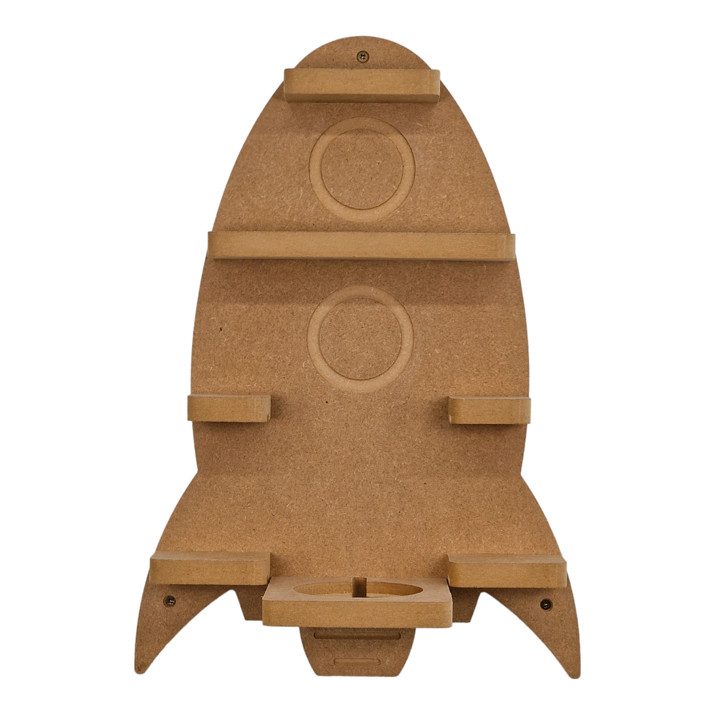 Rocket shaped display shelf for Toniebox, featuring one large MDF shelf for Tonie figure and box storage.