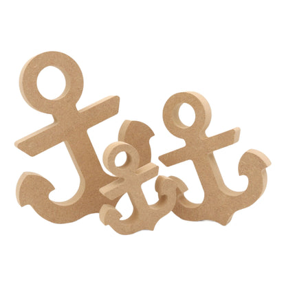 CNC routed freestanding anchor shapes made from MDF, quality craft shapes for DIY projects.