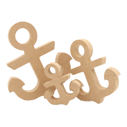 CNC routed freestanding anchor shapes made from MDF, quality craft shapes for DIY projects.