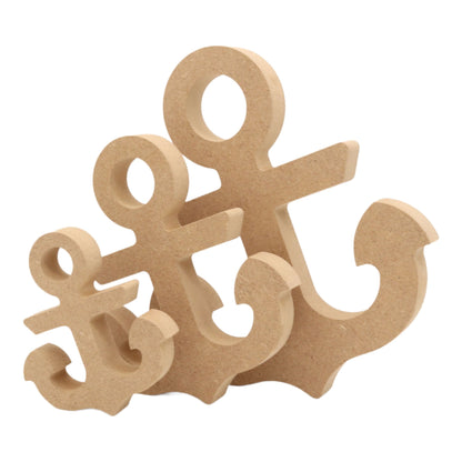 CNC routed freestanding anchor shapes made from MDF, quality craft shapes for DIY projects.