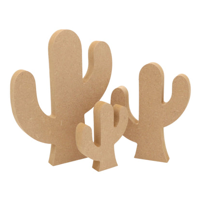 CNC routed freestanding cactus shapes made from MDF, quality craft shapes for DIY projects.