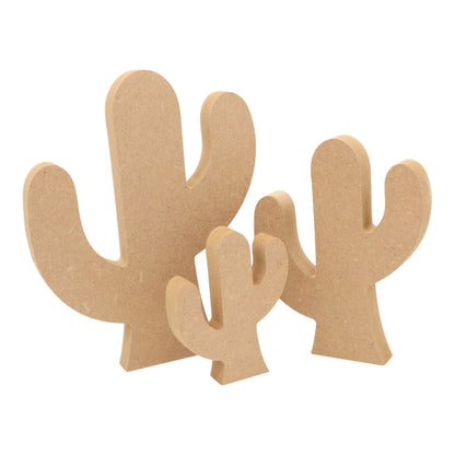 CNC routed freestanding cactus shapes made from MDF, quality craft shapes for DIY projects.