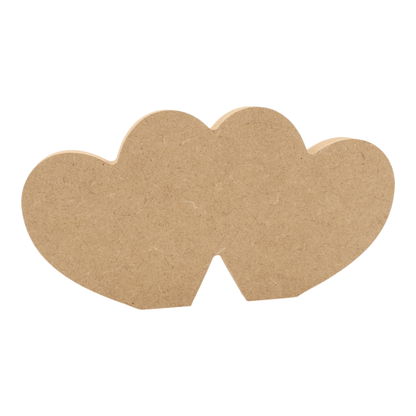 CNC routed freestanding double slanted heart shapes made from MDF, quality craft shapes for DIY projects.