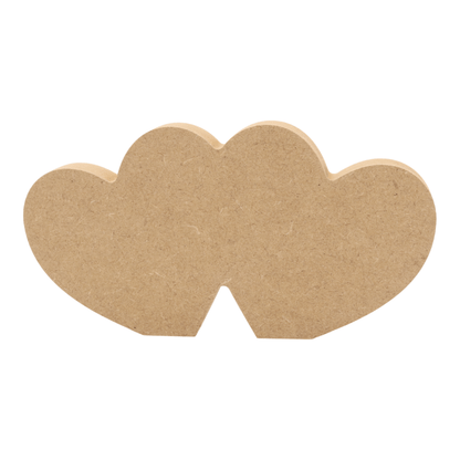 CNC routed freestanding double slanted heart shapes made from MDF, quality craft shapes for DIY projects.