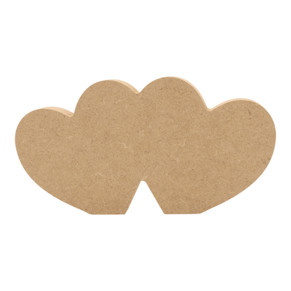 CNC routed freestanding double slanted heart shapes made from MDF, quality craft shapes for DIY projects.