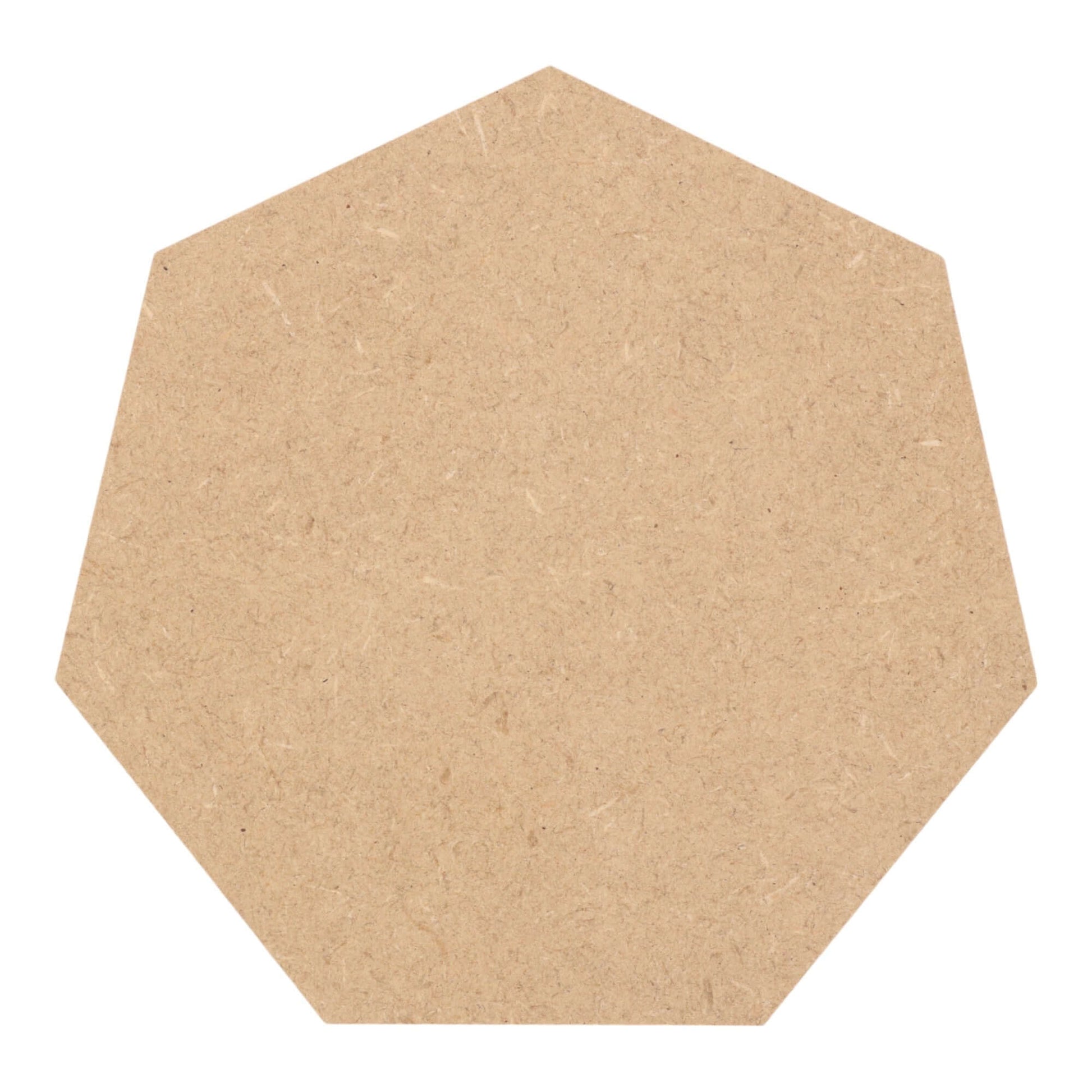 CNC routed heptagon shapes made from MDF with a square edge, quality craft shapes for DIY projects.