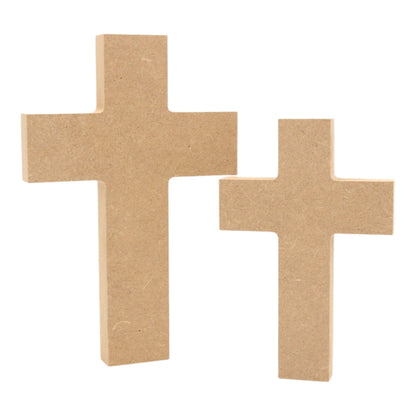 CNC routed freestanding latin cross shapes made from MDF, quality craft shapes for DIY projects.