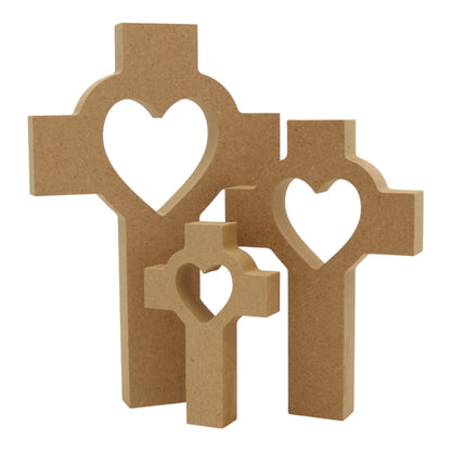 MDF Freestanding Latin Cross Heart Cutout Shape (Style 2)