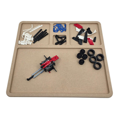 Pro-Series Large | LEGO® Compatible Sorting & Building Tray | LS5 with assorted building parts organized.