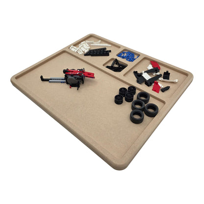 Pro-Series Large | LEGO® Compatible Sorting & Building Tray | LS5 with assorted building parts and organized space.