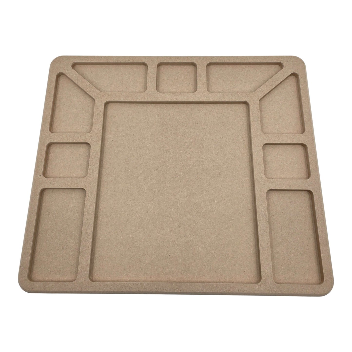 Empty LEGO Compatible Sorting & Building Tray for easy organization. Front view. LS6