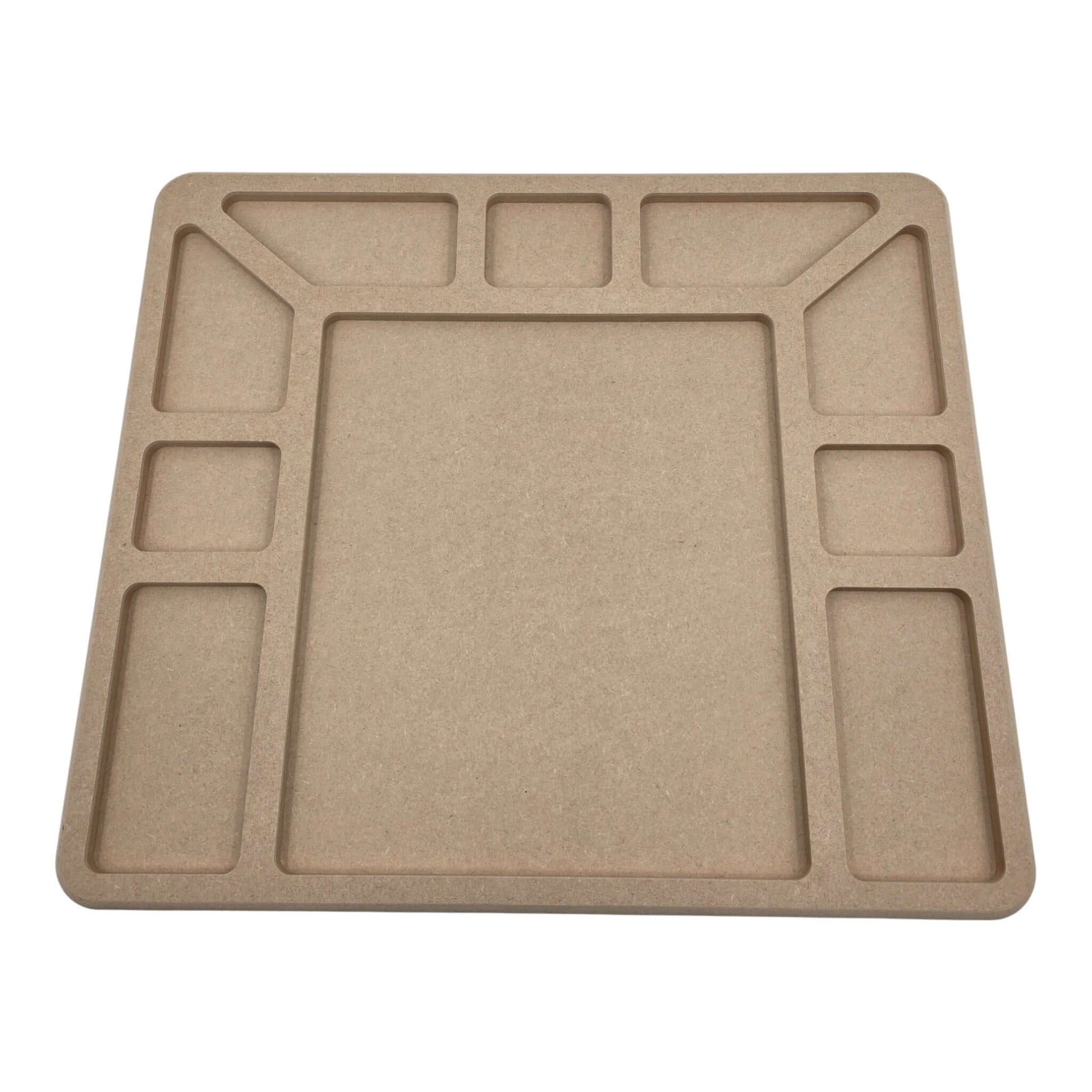Empty LEGO Compatible Sorting & Building Tray for easy organization. Front view. LS6