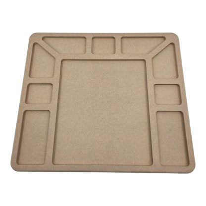 Empty LEGO Compatible Sorting & Building Tray for easy organization. Front view. LS6