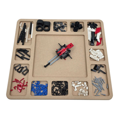 LEGO Compatible Sorting & Building Tray filled with assorted LEGO bricks and building pieces for easy organization. Front View LS7