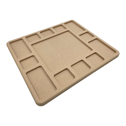 Empty LEGO Compatible Sorting & Building Tray for easy organization. Left hand view. LS7