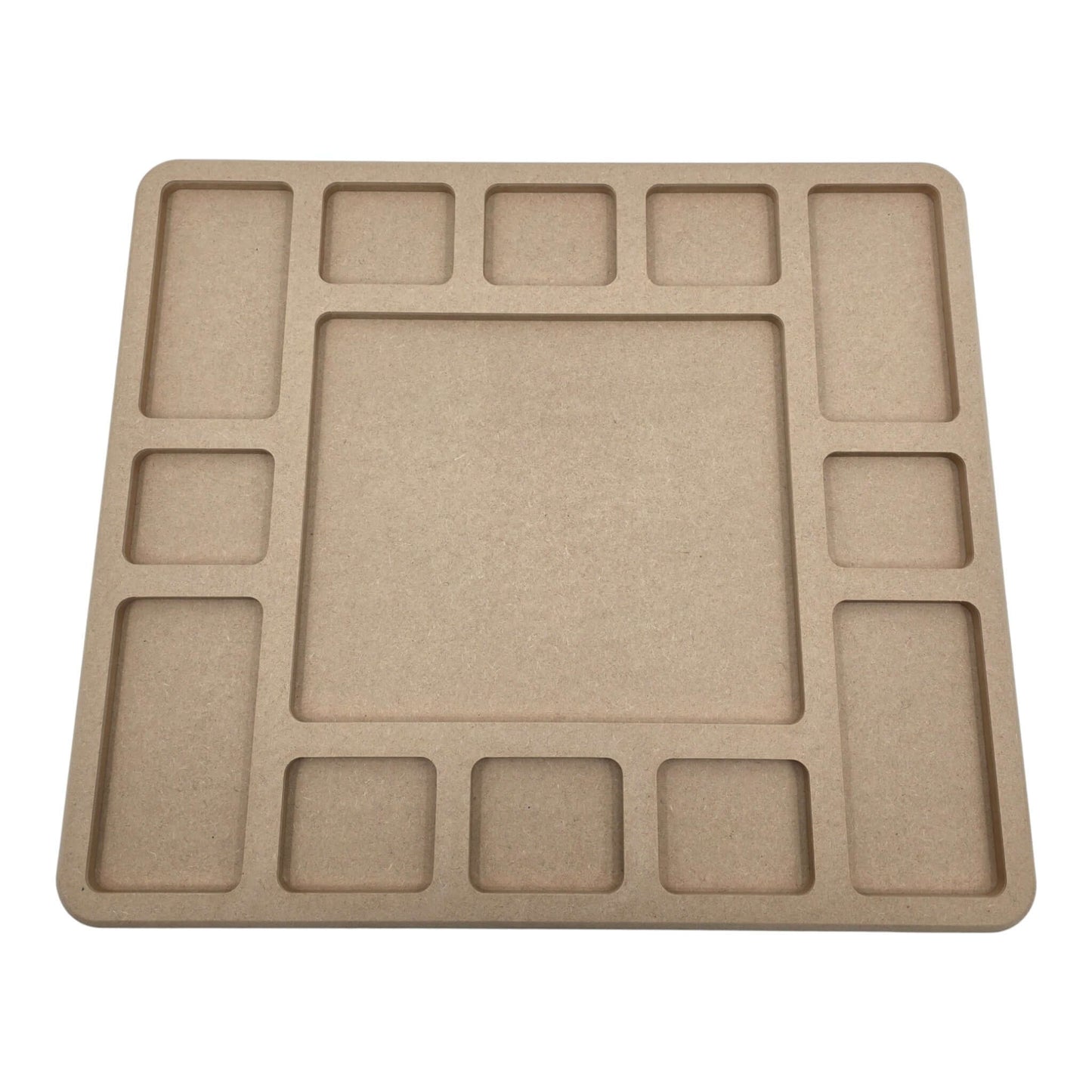 Empty LEGO Compatible Sorting & Building Tray for easy organization. Front view. LS7