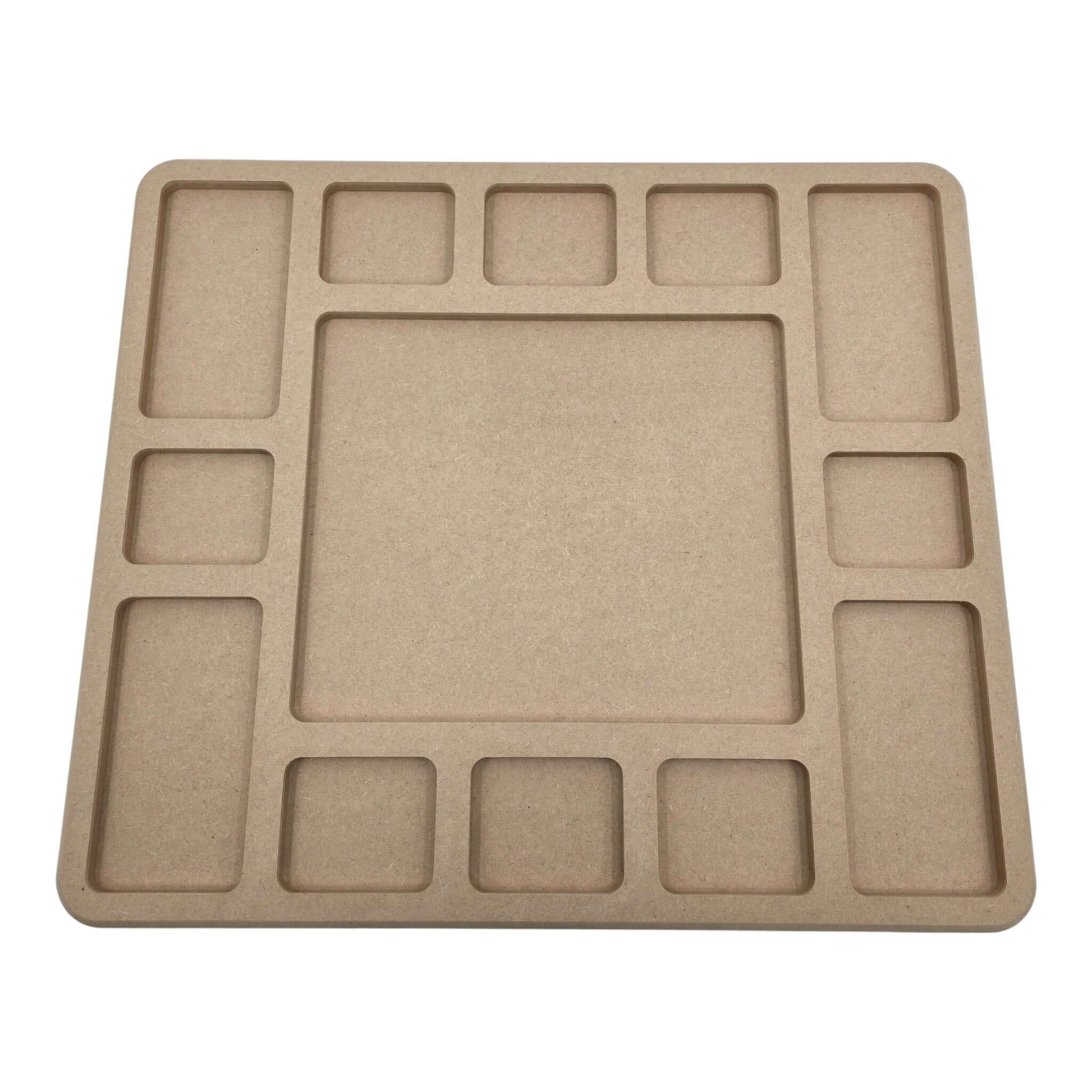 Empty LEGO Compatible Sorting & Building Tray for easy organization. Front view. LS7
