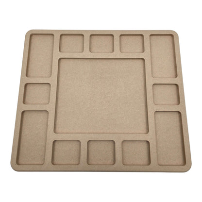 Empty LEGO Compatible Sorting & Building Tray for easy organization. Front view. LS7