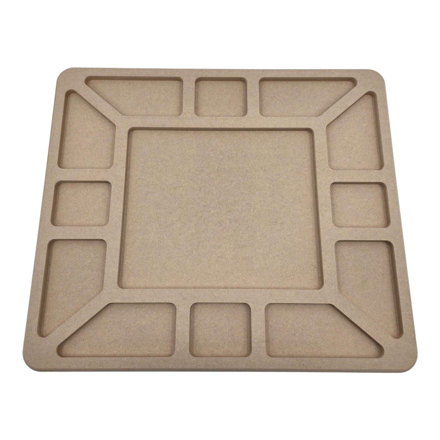 Empty LEGO Compatible Sorting & Building Tray for easy organization. Front view.