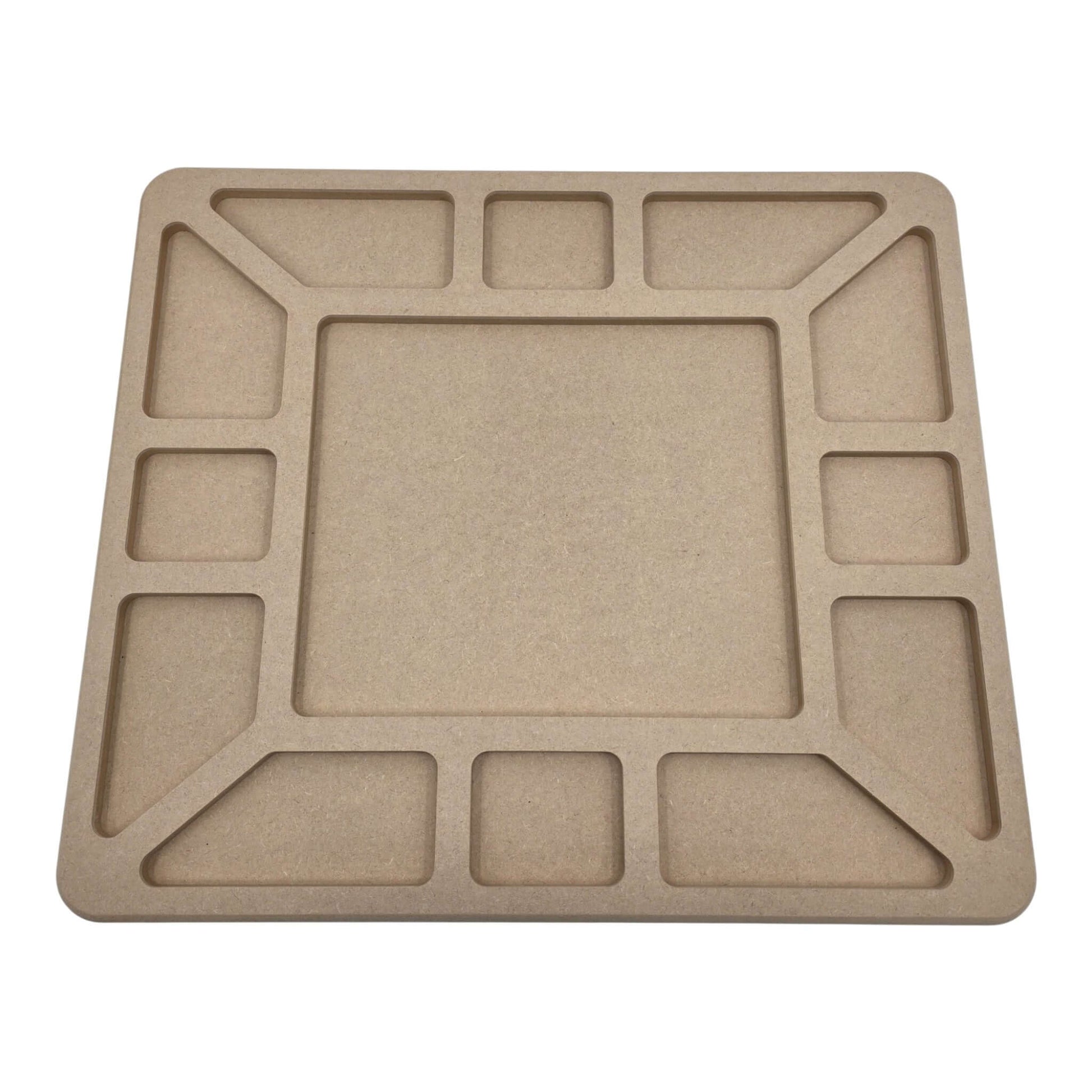Empty LEGO Compatible Sorting & Building Tray for easy organization. Front view.