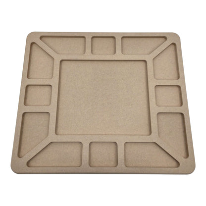 Empty LEGO Compatible Sorting & Building Tray for easy organization. Front view.