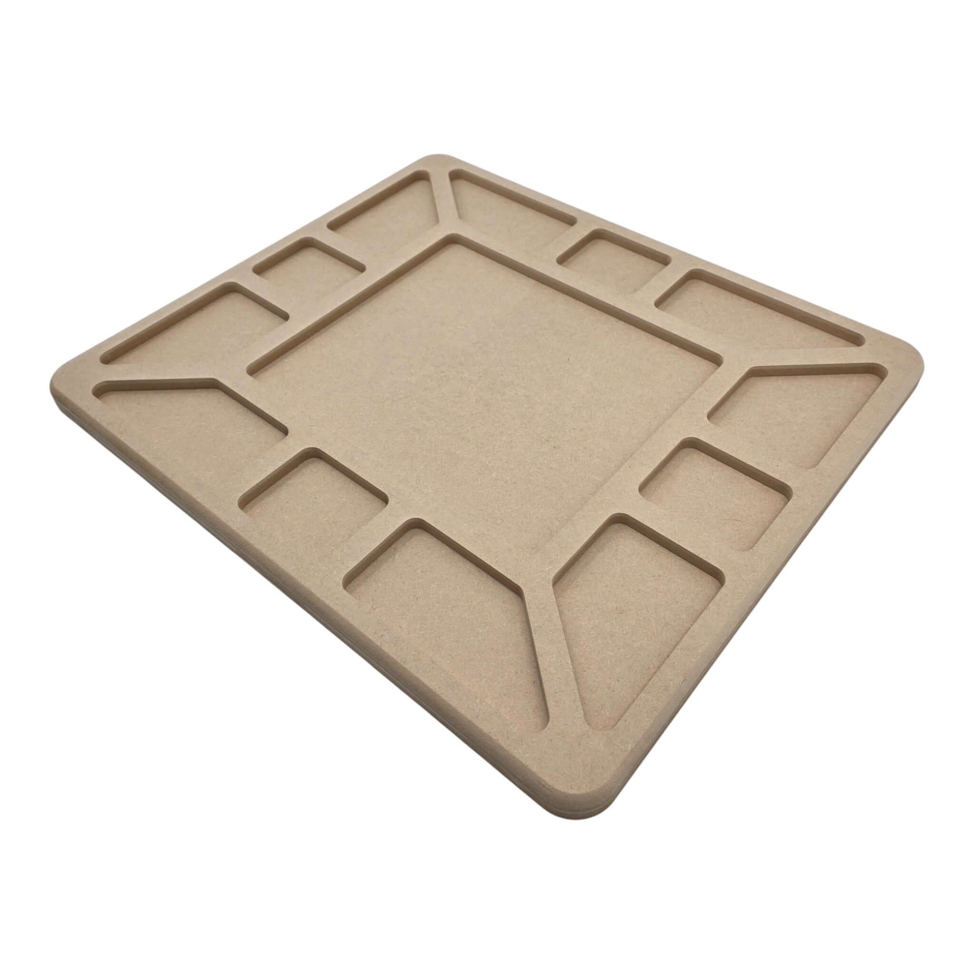 Empty LEGO Compatible Sorting & Building Tray for easy organization. Right hand view.