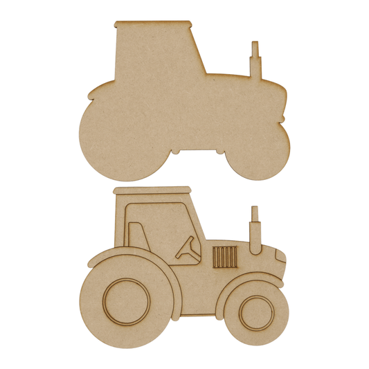 Laser cut MDF large tractor craft shapes, 3mm thick, perfect for arts & crafts projects.