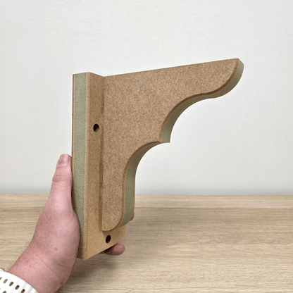 Shaker Gallows Bracket showcasing the stylish profile and precision craftsmanship in moisture-resistant MDF.