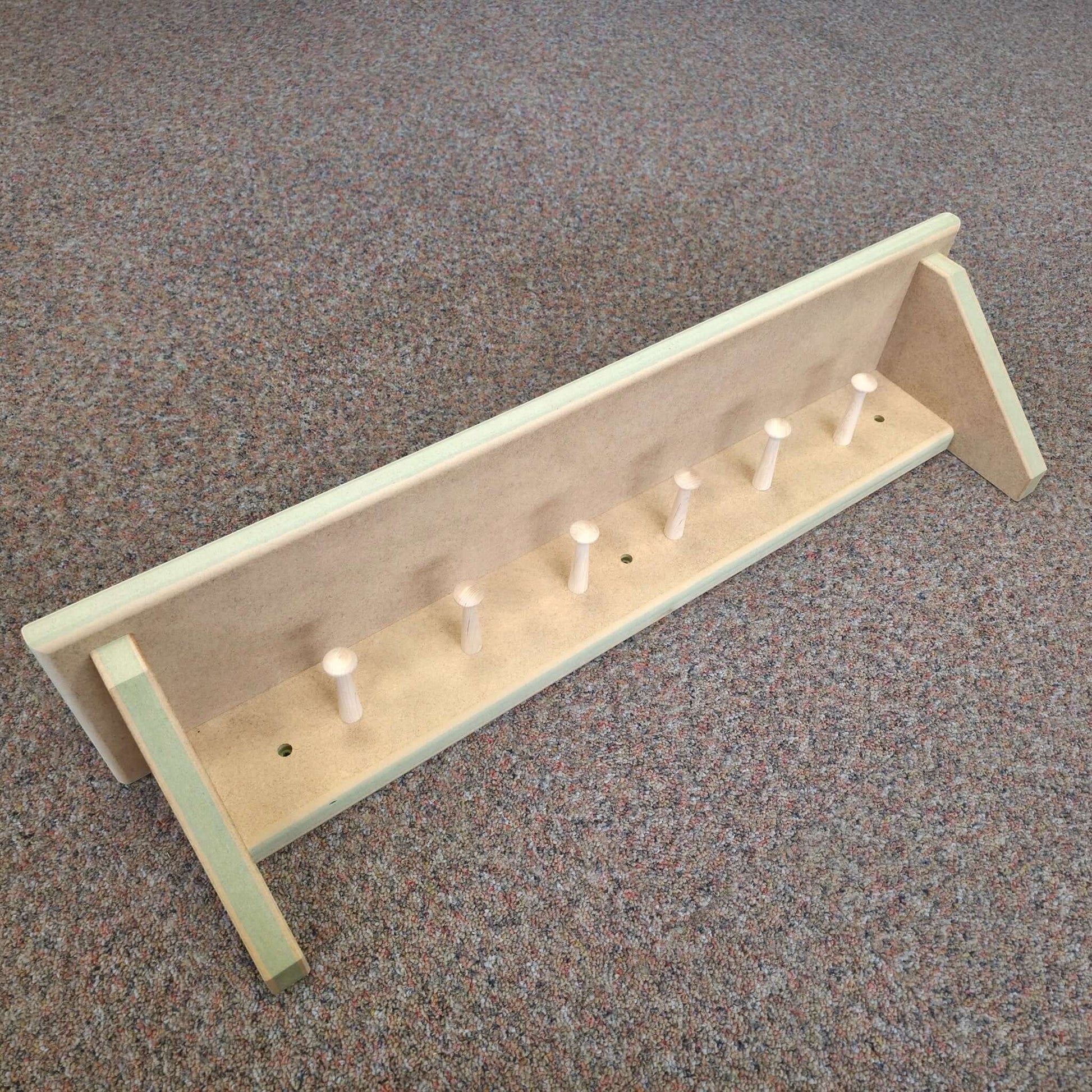 Modern Shaker Peg Shelf handmade shelf with pegs ready to paint, showcasing quality MDF construction.