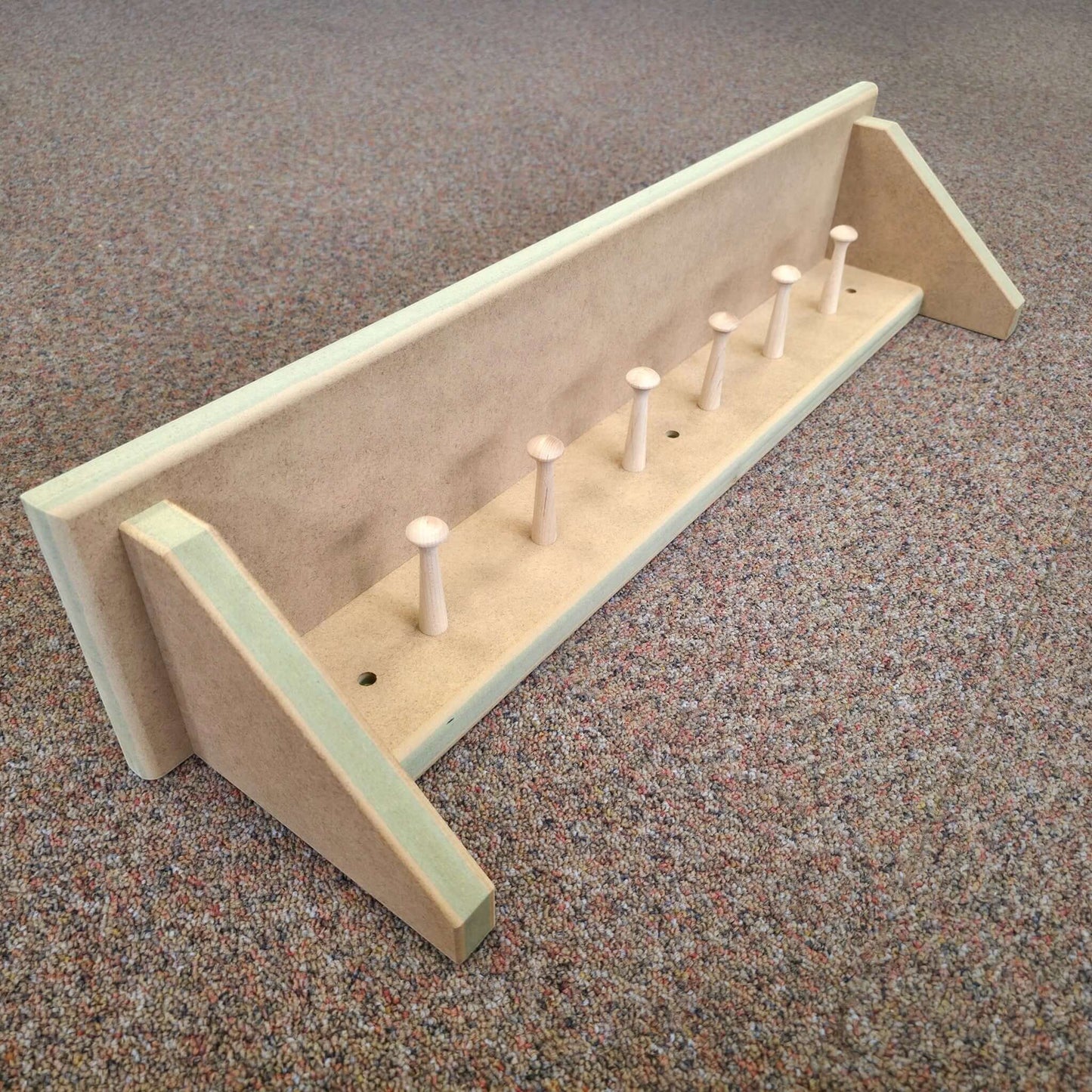 Modern Shaker Peg Shelf - Handmade peg rail shelf ready to paint with six pegs for hallway or nursery organization.