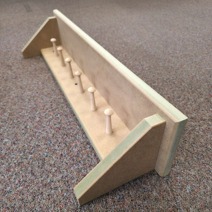 Modern Shaker Peg Shelf - Handmade peg shelf with six pegs, ready to paint, showcasing clean modern design.