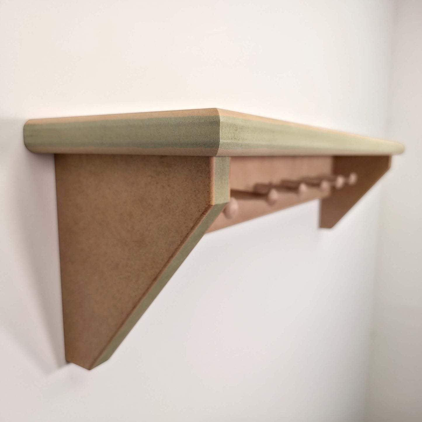 Modern Shaker Peg Shelf - Handmade peg rail shelf with clean modern styling and heavy duty construction.