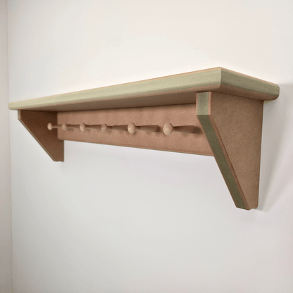 Modern Shaker Peg Shelf showcasing handmade design with clean lines and peg details, ready to paint.