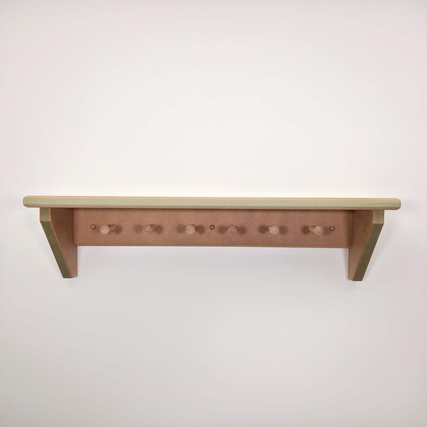 Modern Shaker Peg Shelf - Handmade shelf with hooks for organization and style.