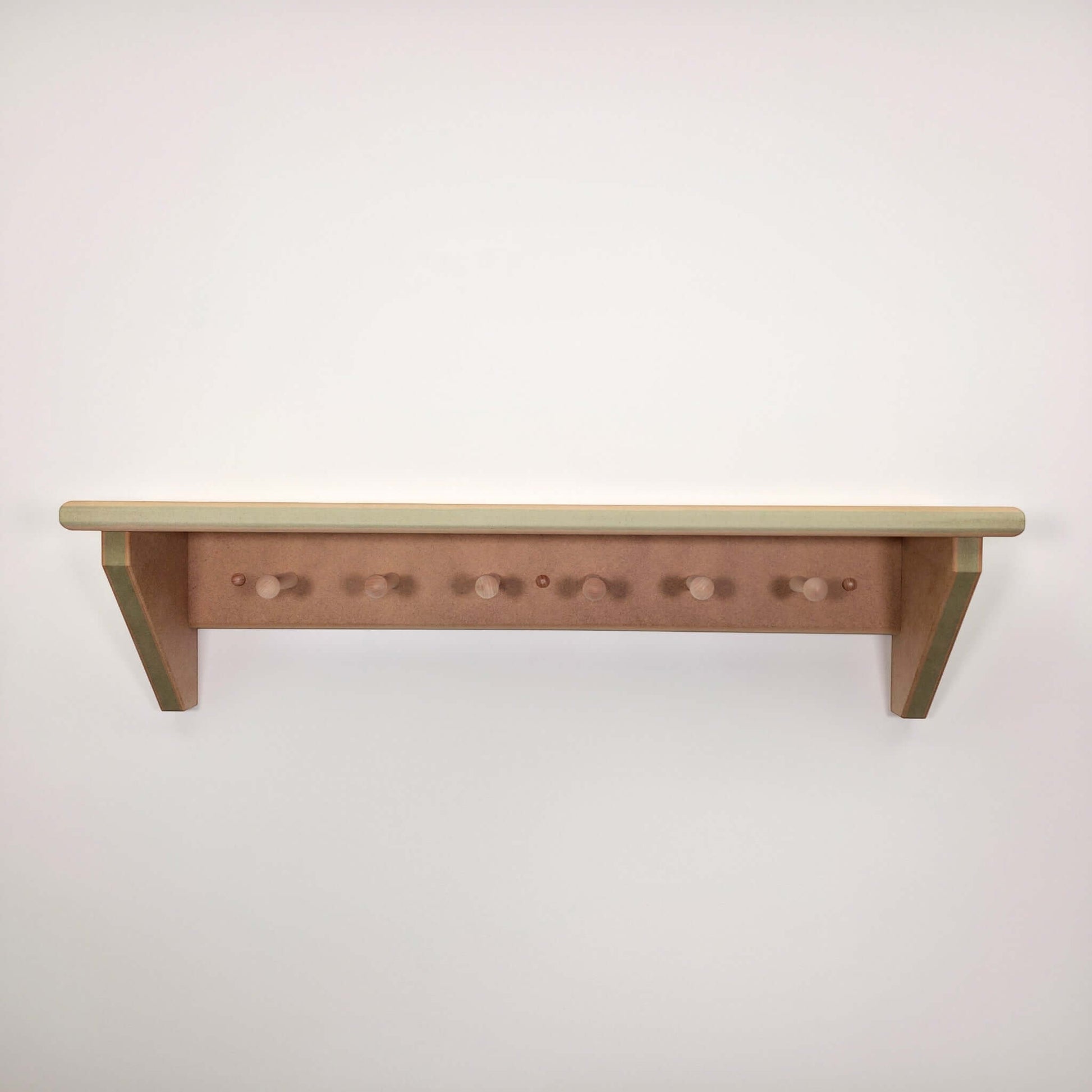 Modern Shaker Peg Shelf - Handmade shelf with hooks for organization and style.