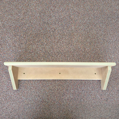 Modern Shaker Wall Shelf - Handmade, minimalist shelf design ready for painting, showing a smooth surface and sturdy brackets.