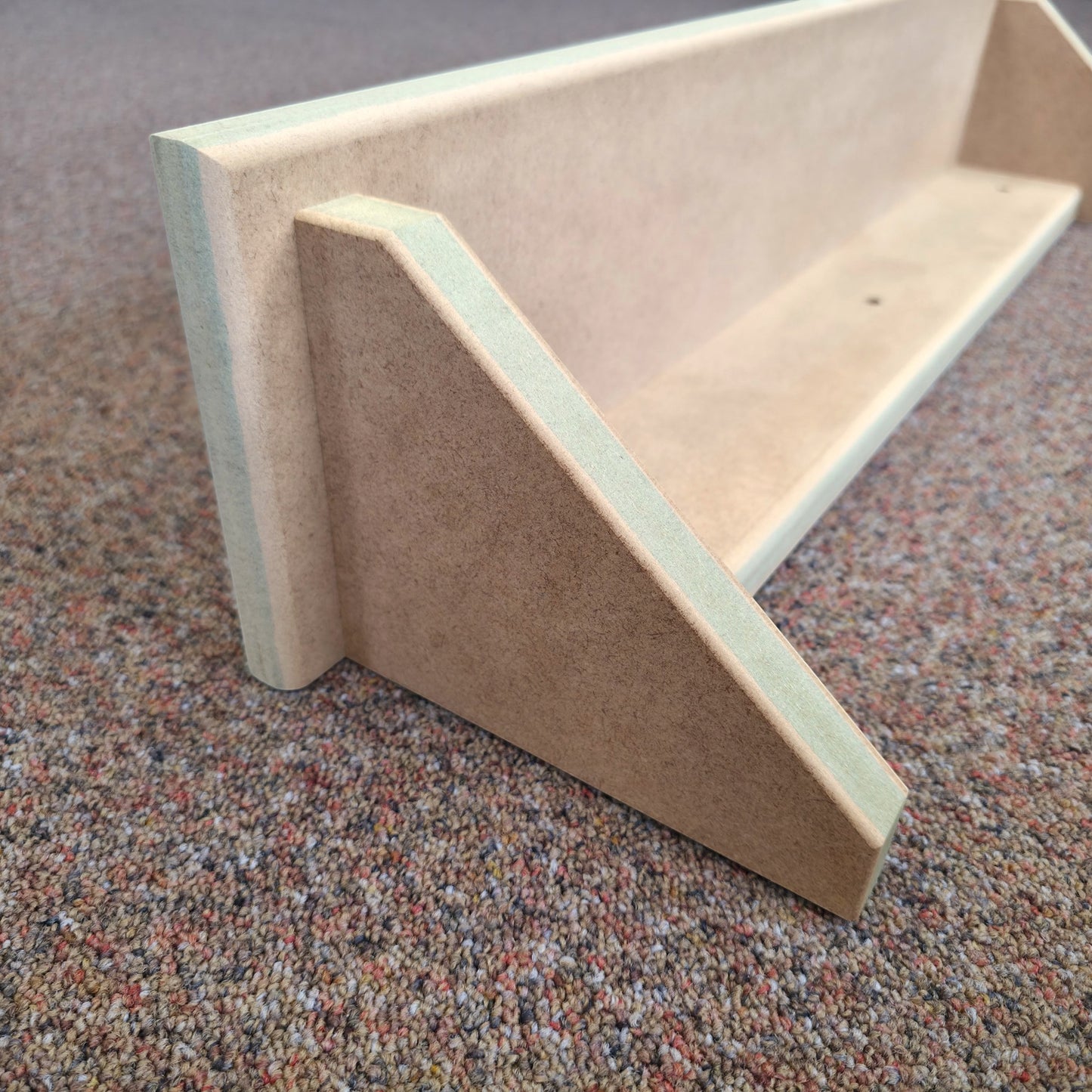 Close-up of the Modern Shaker Wall Shelf showcasing its handmade design and smooth surface.
