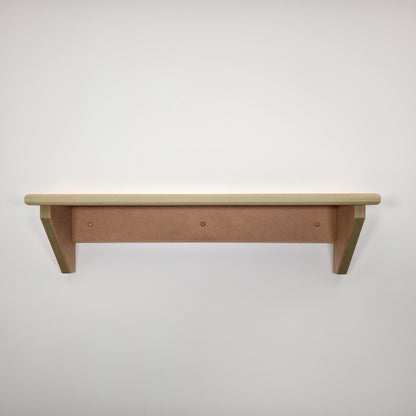 Modern Shaker Wall Shelf front view, handmade, ready to paint, showcasing solid design and smooth surface.