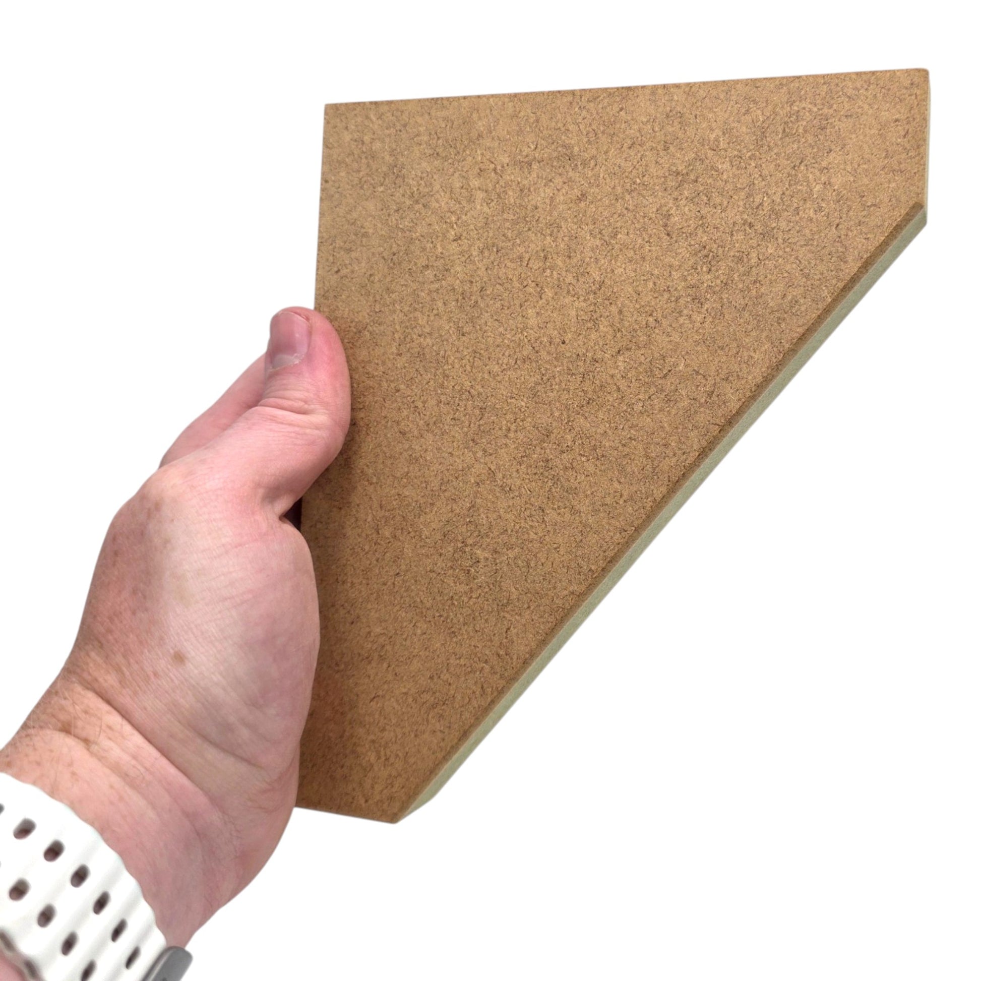 Traditional Shaker Shelf Bracket held in hand, showcasing precision-crafted 25mm Moisture-Resistant MDF.