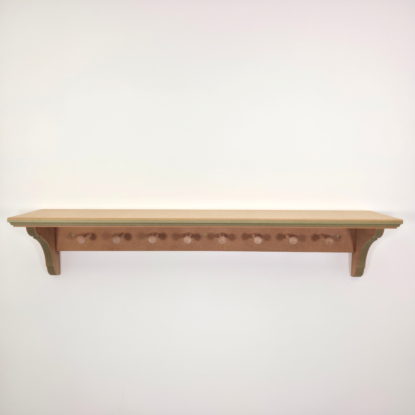 Handmade Traditional Shaker Peg Shelf - Ready to Paint